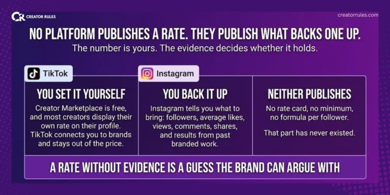 Banner explaining that no platform publishes a sponsored post rate card