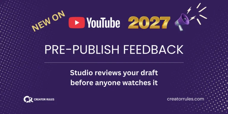 YouTube Studio pre-publish feedback on a video draft